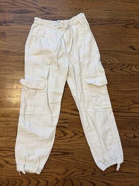Abercrombie & Fitch White Drawstring Cargo Pants